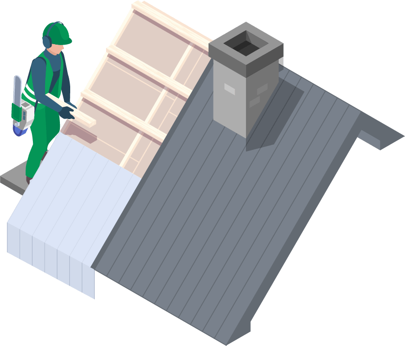 illustration vectorielle d'un technicien qui s'occupent de la toiture et de la couverture