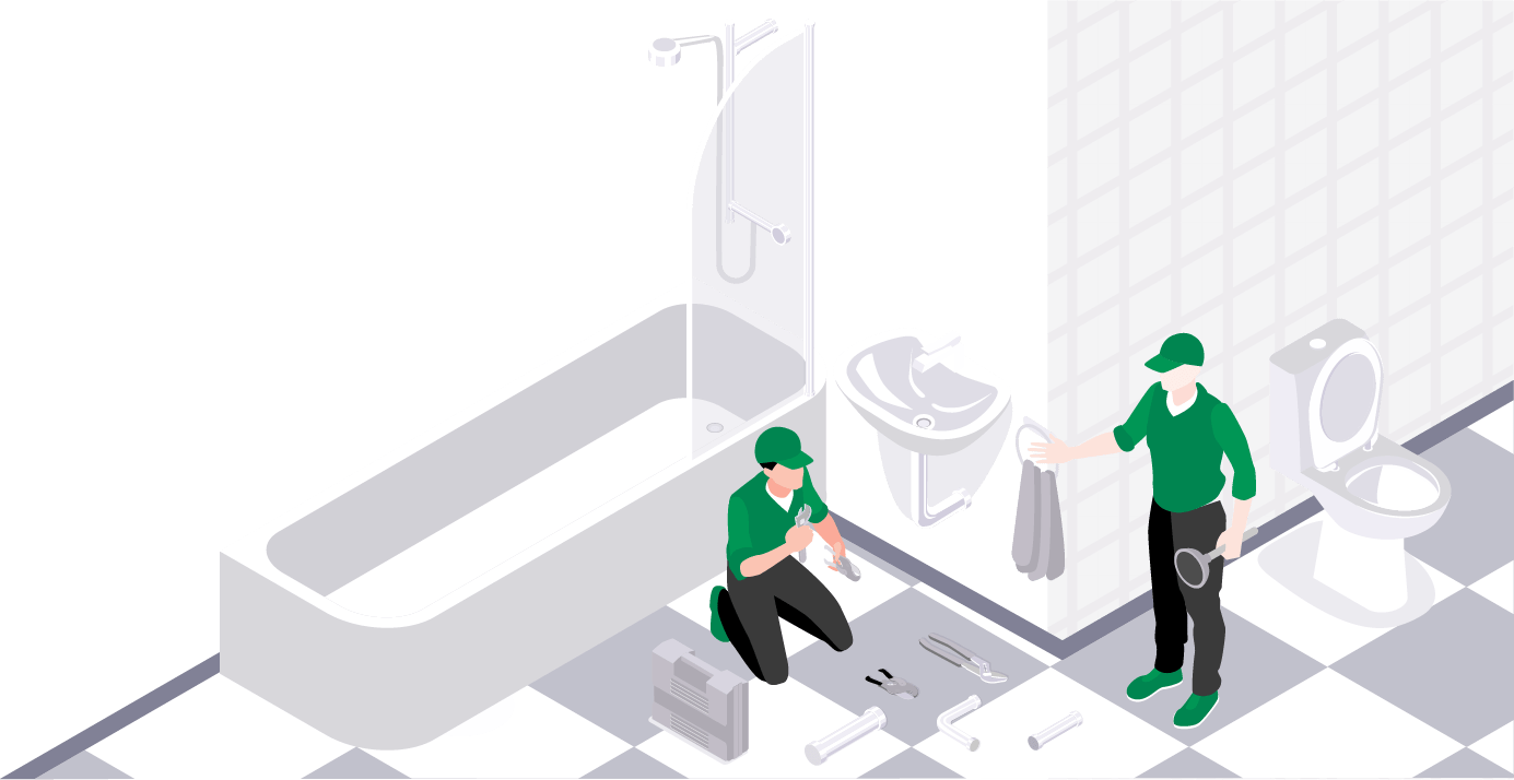 illustration vectorielle de techniciens qui s'occupent de la plomberie