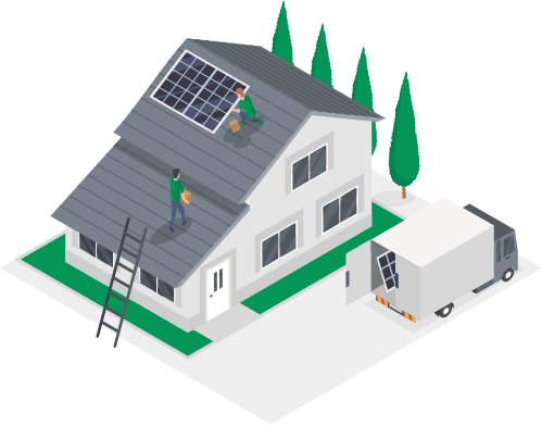 illustration vectorielle de techniciens qui installent des panneaux solaires